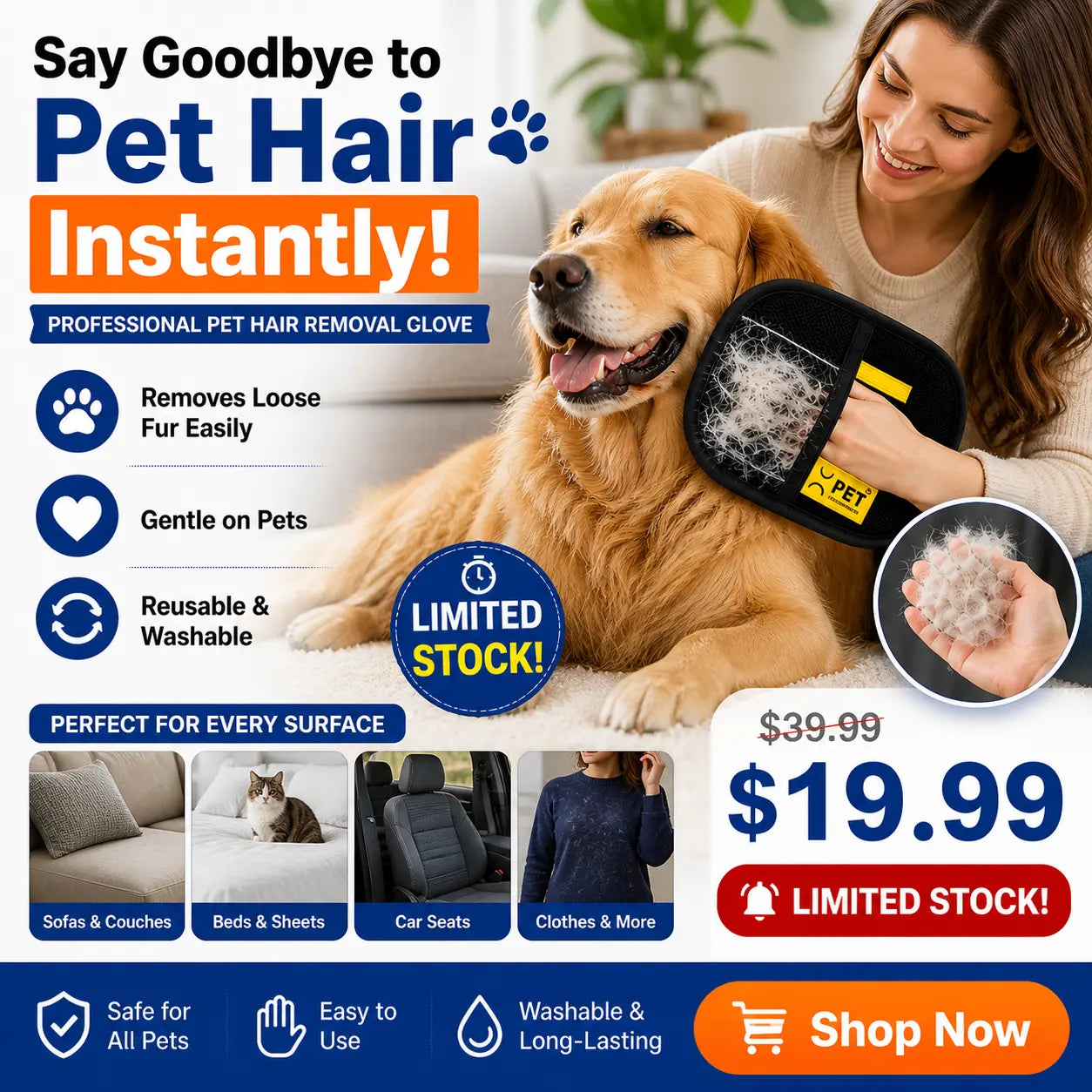 Pet Hair Remover Gloves