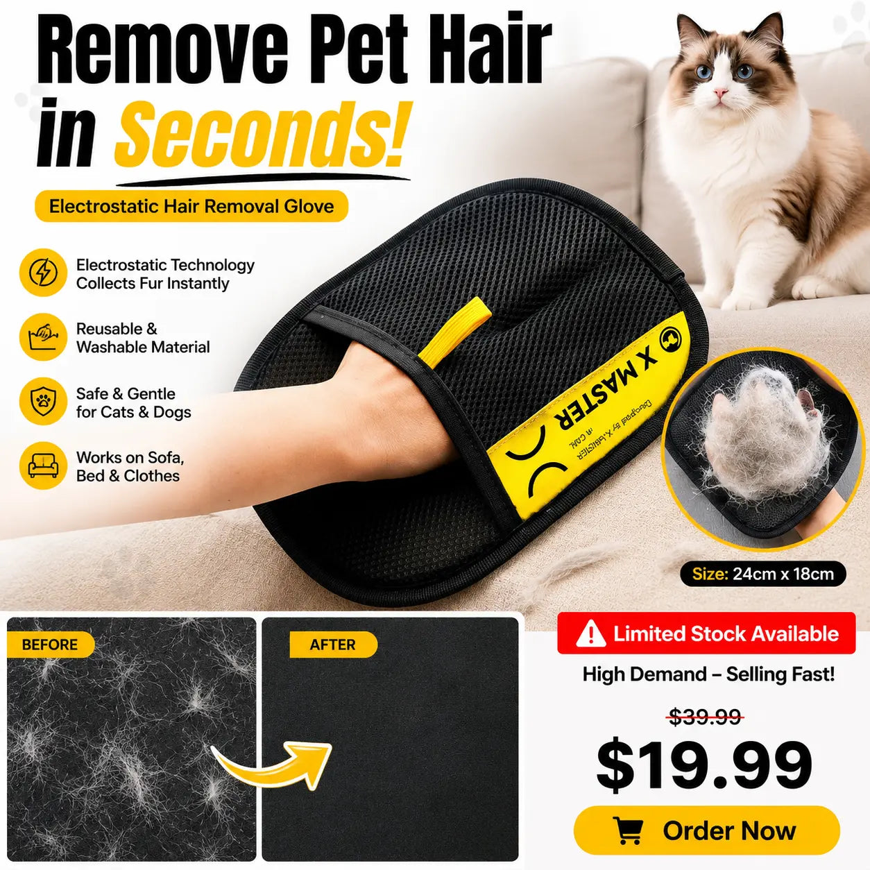 Pet Hair Remover Gloves