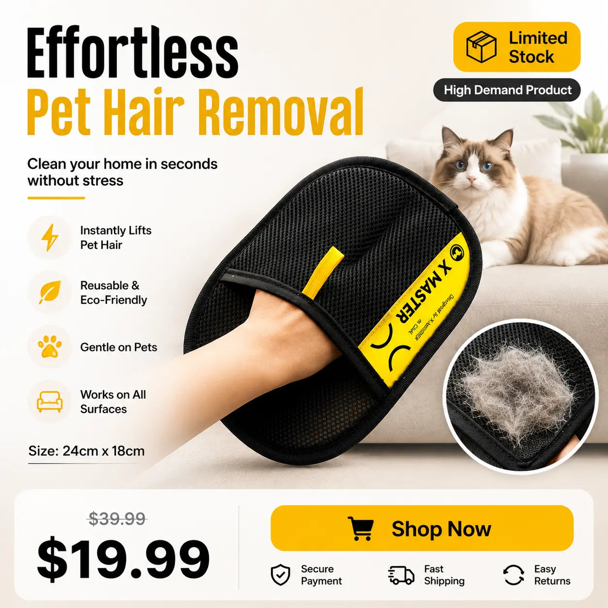 Pet Hair Remover Gloves