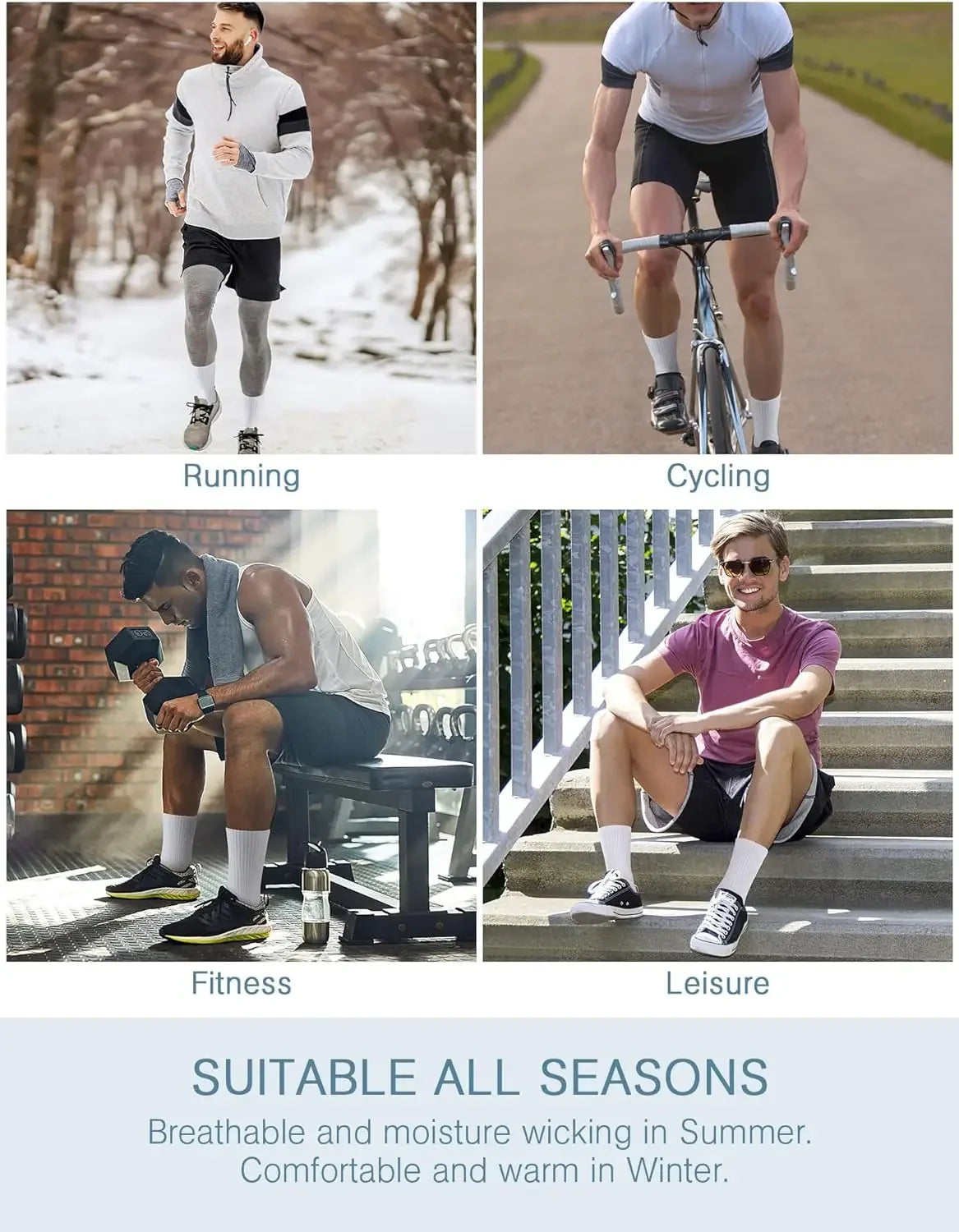 Breathable Cushion Sports Socks (4 Pairs)