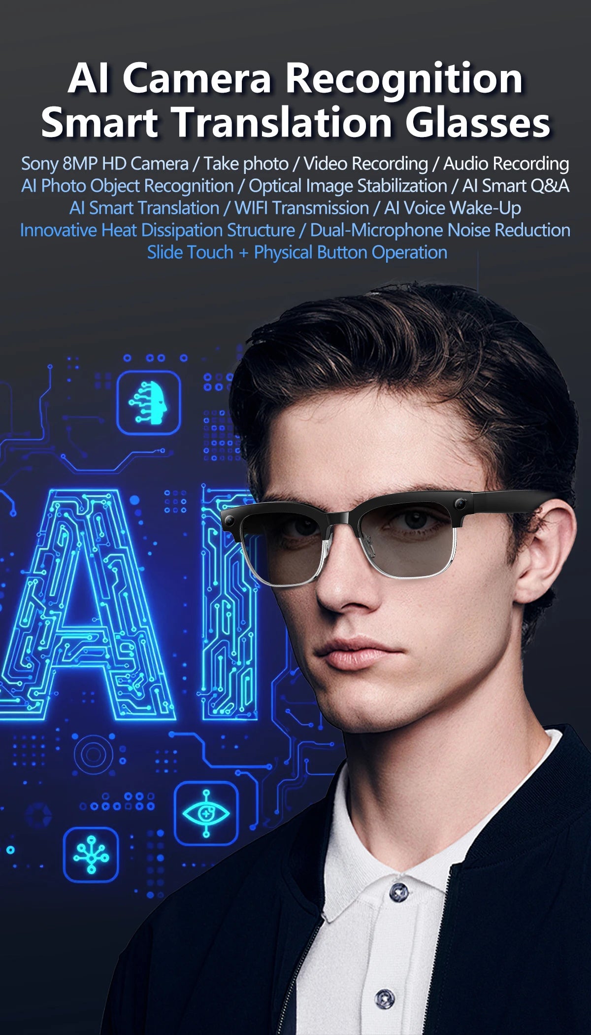 AI Smart Glasses with 4K Camera