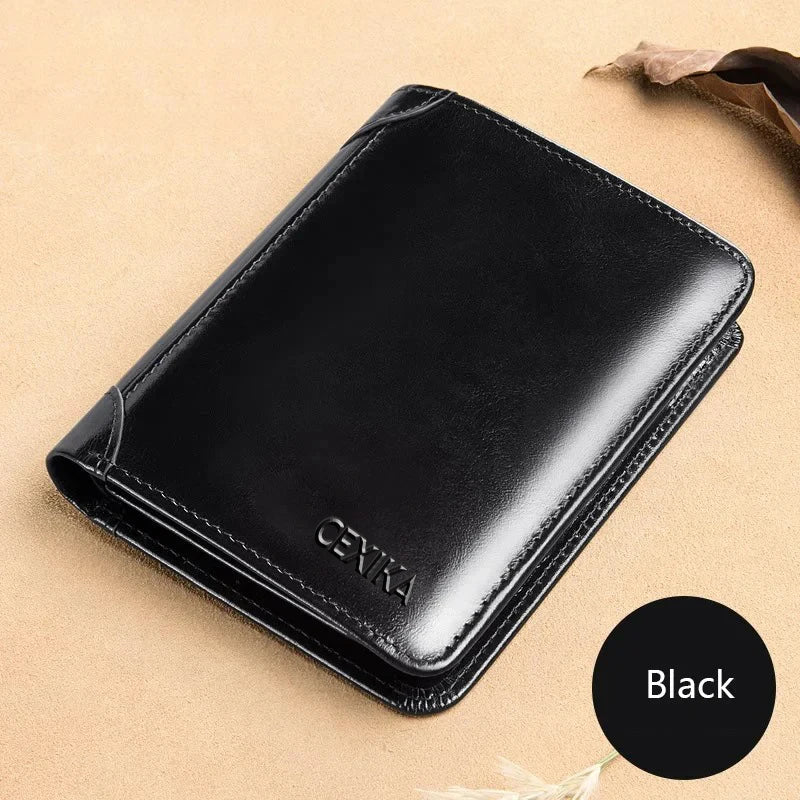 RFID Blocking Leather Trifold Wallet
