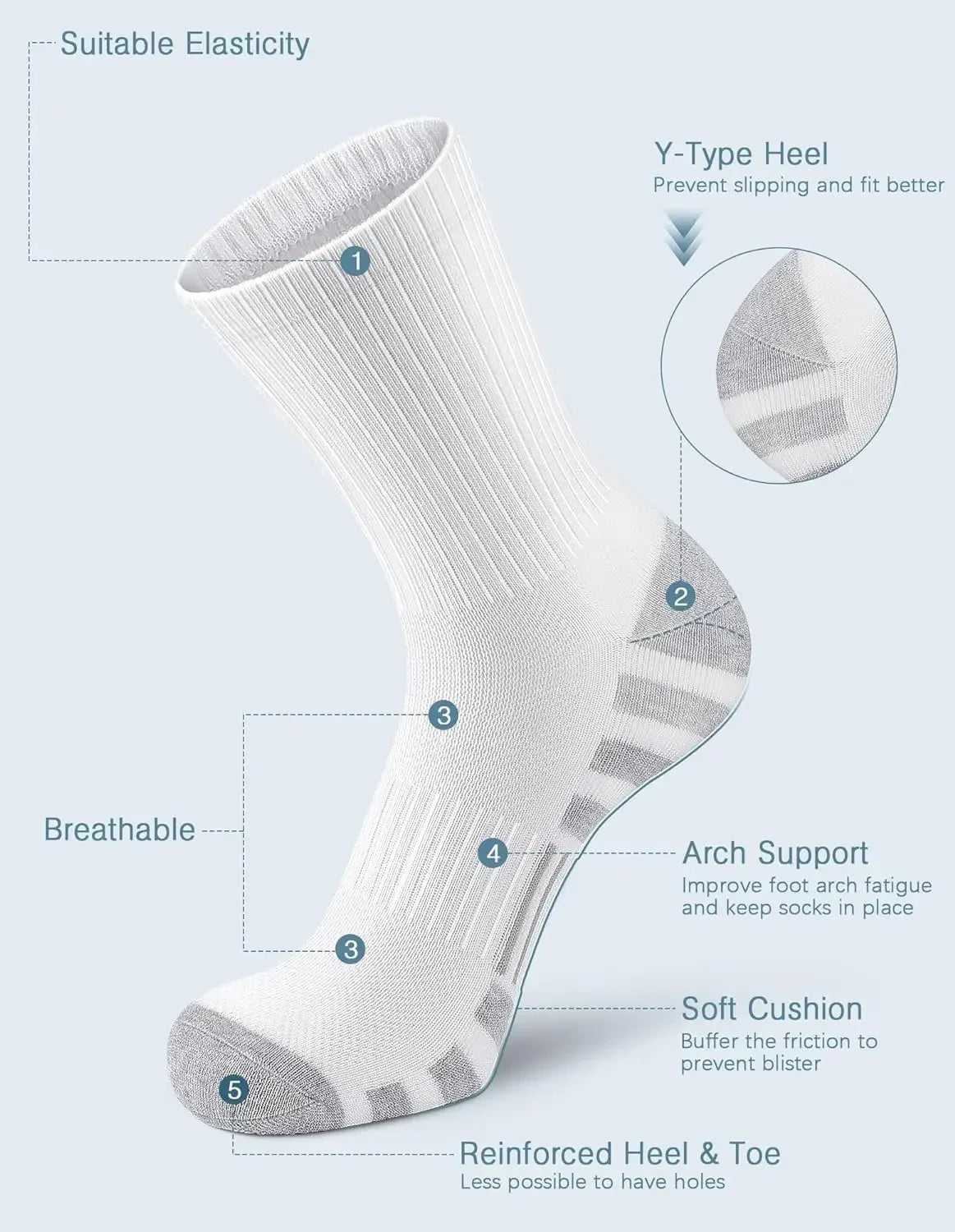 Breathable Cushion Sports Socks (4 Pairs)