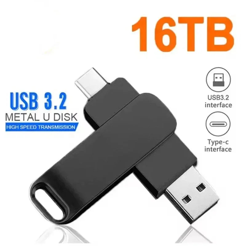 16TB USB 3.2 Type-C Metal Flash Drive
