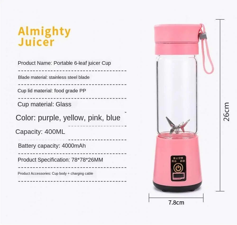 Portable USB Rechargeable Blender Juicer