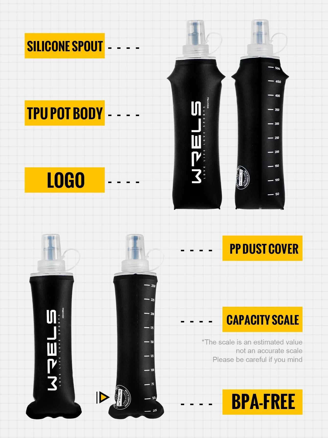 WRELS Folding TPU Water Bottle
