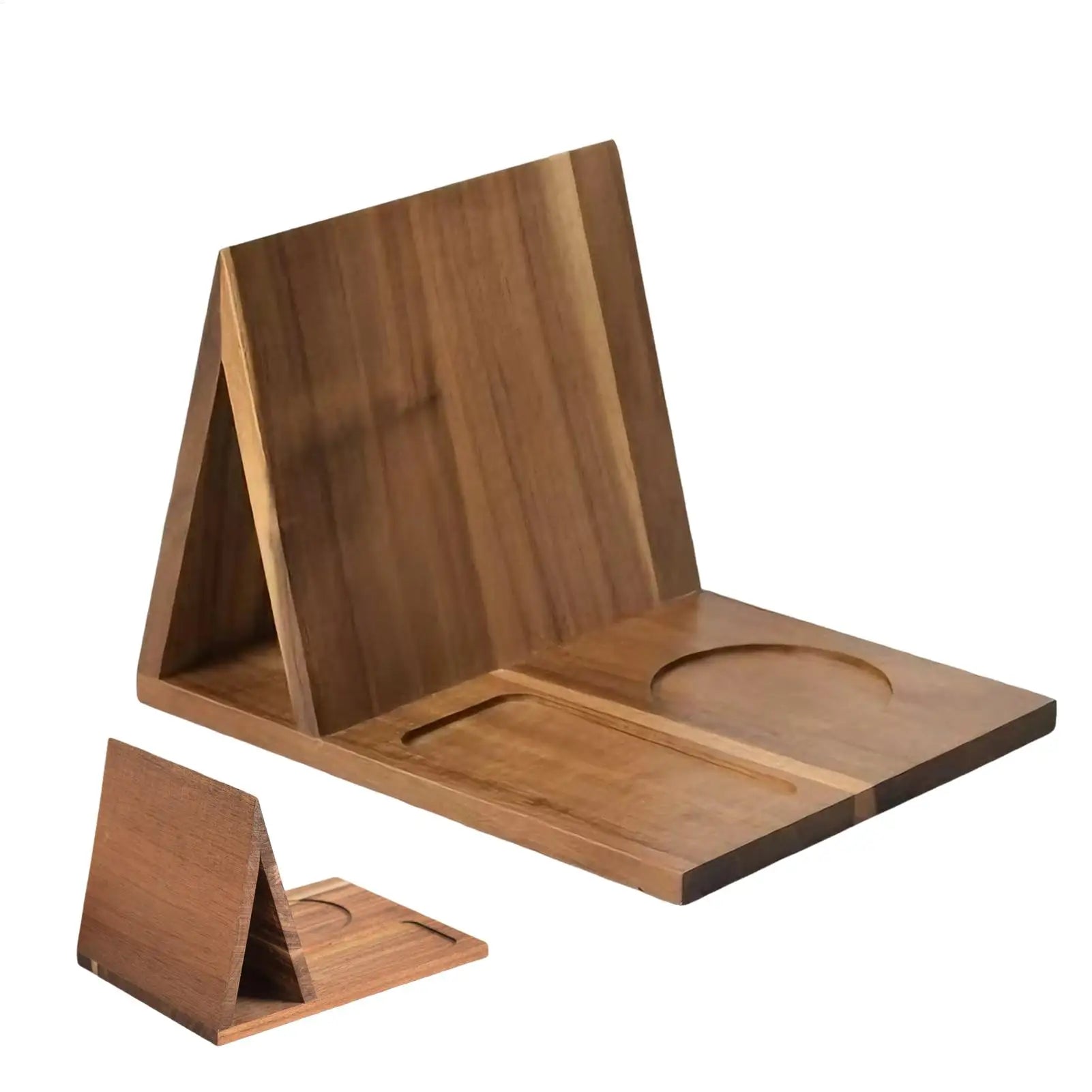 Wooden Book Stand with Cup Holder
