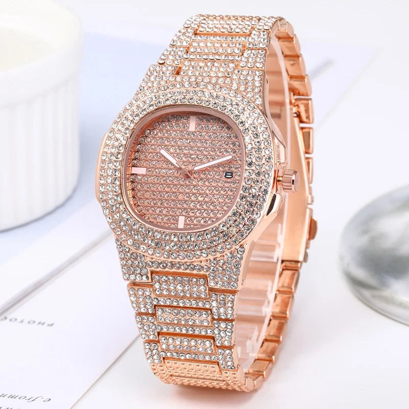 Luxury Diamond Stainless Steel Men's Quartz Watch