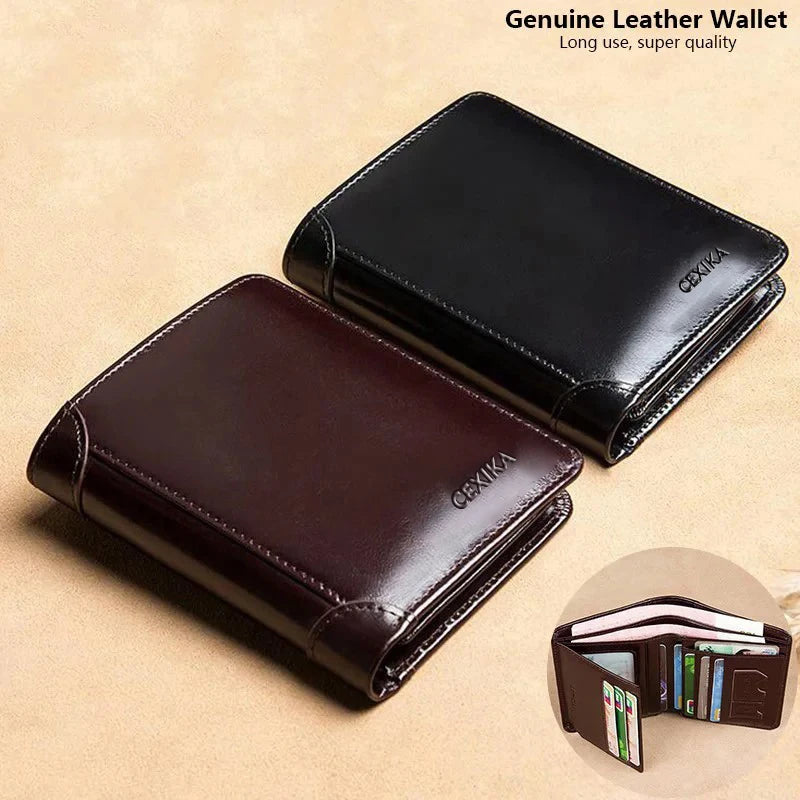 RFID Blocking Leather Trifold Wallet