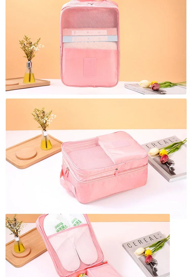 3-Layer Portable Travel Shoe Organizer Bag