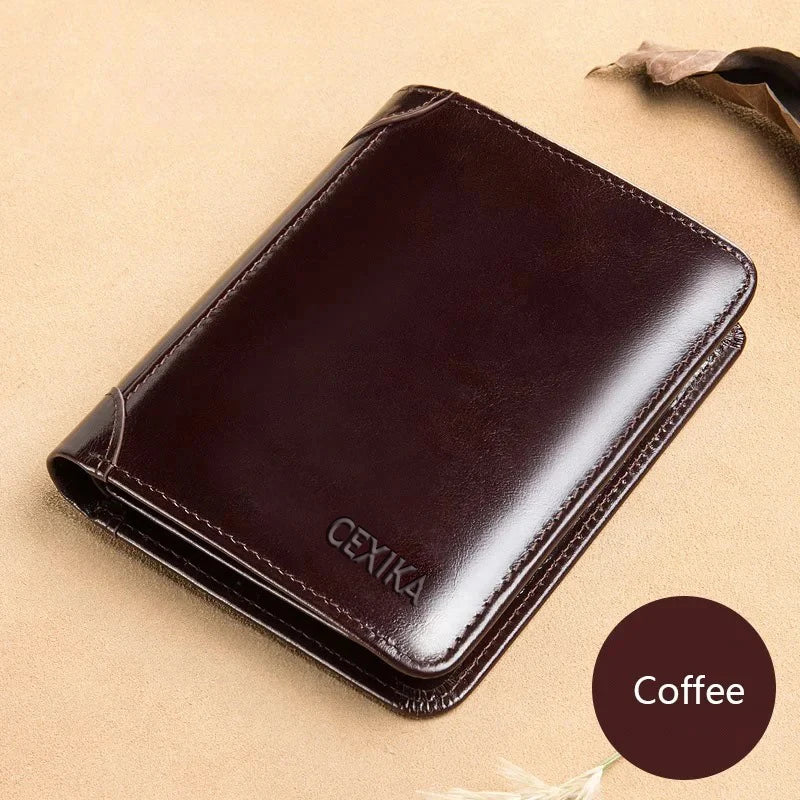 RFID Blocking Leather Trifold Wallet