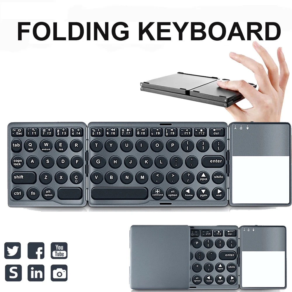 Foldable Bluetooth Keyboard with Touchpad