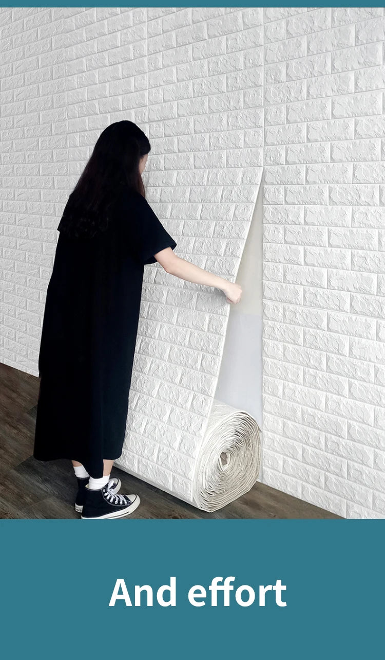 3D Brick Wall Sticker Panel (70×100cm)