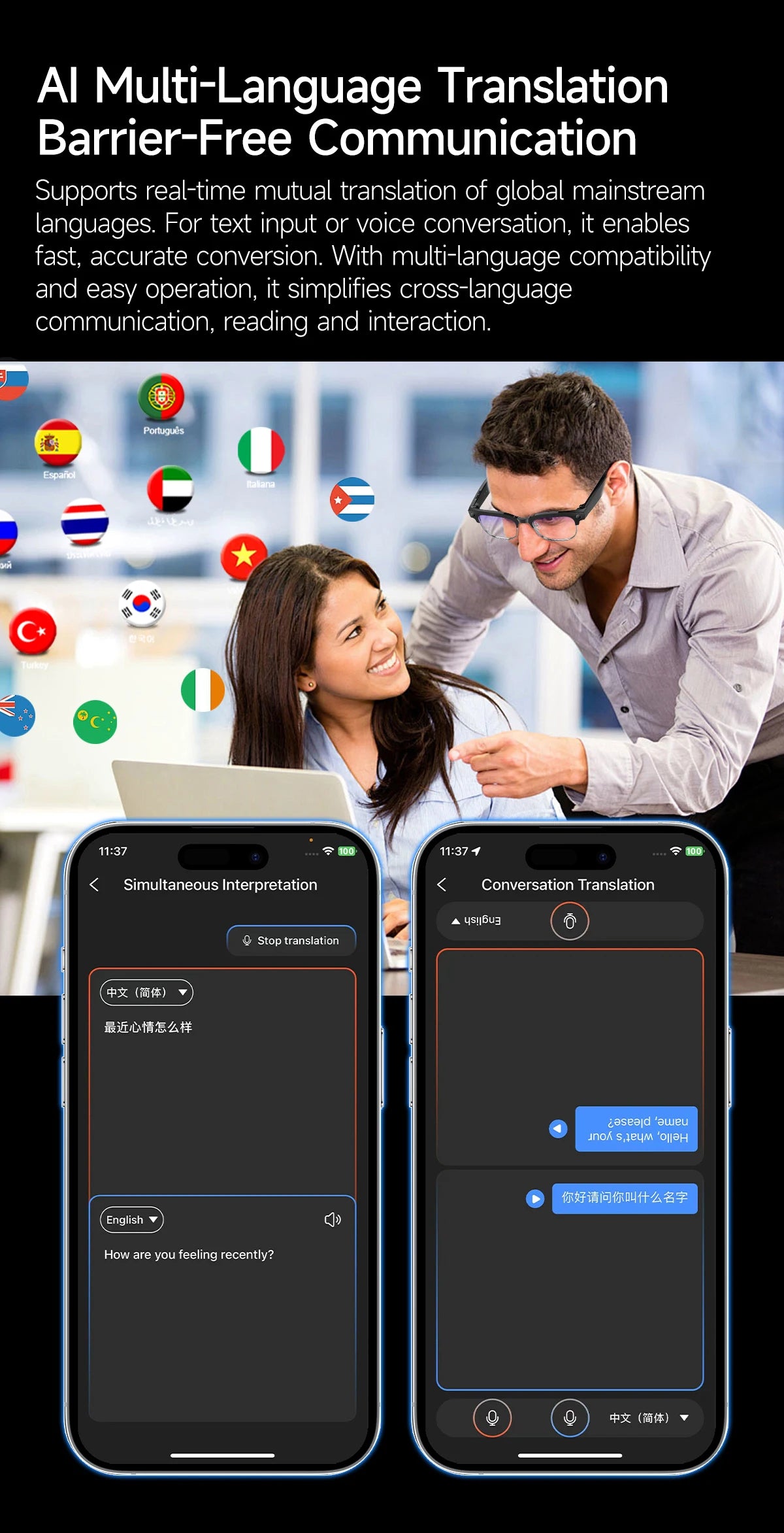 AI Smart Glasses with 4K Camera