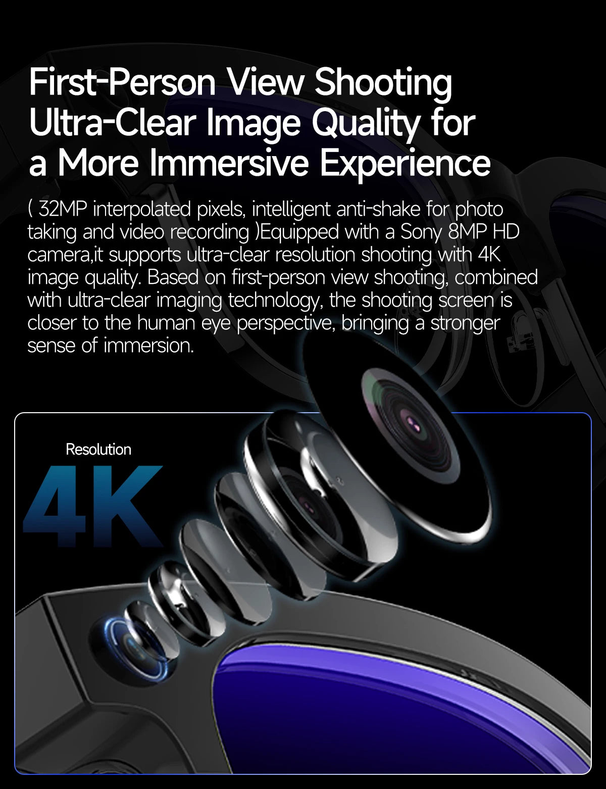 AI Smart Glasses with 4K Camera