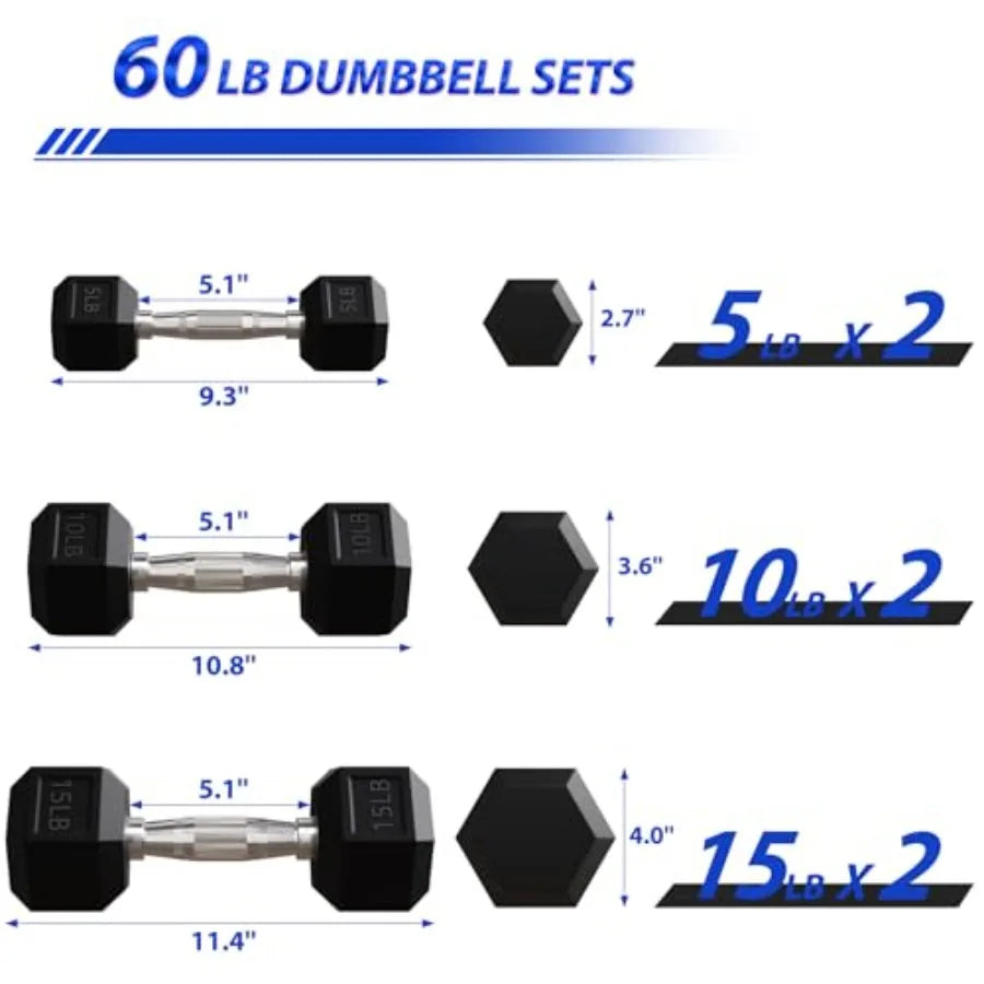 Signature Fitness Rubber Hex Dumbbell Set