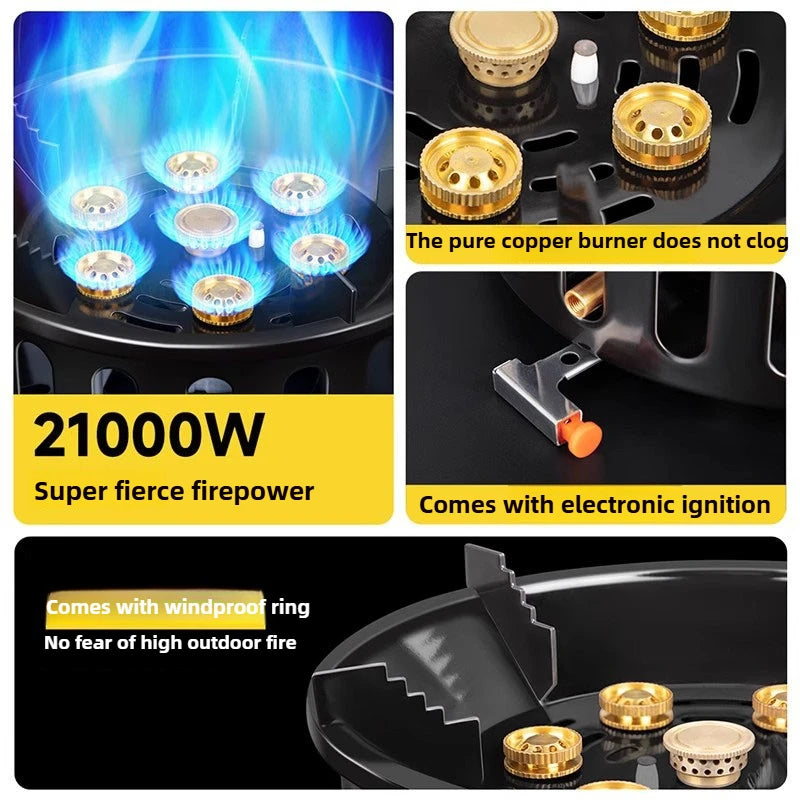 Portable 7-Core Camping Gas Stove