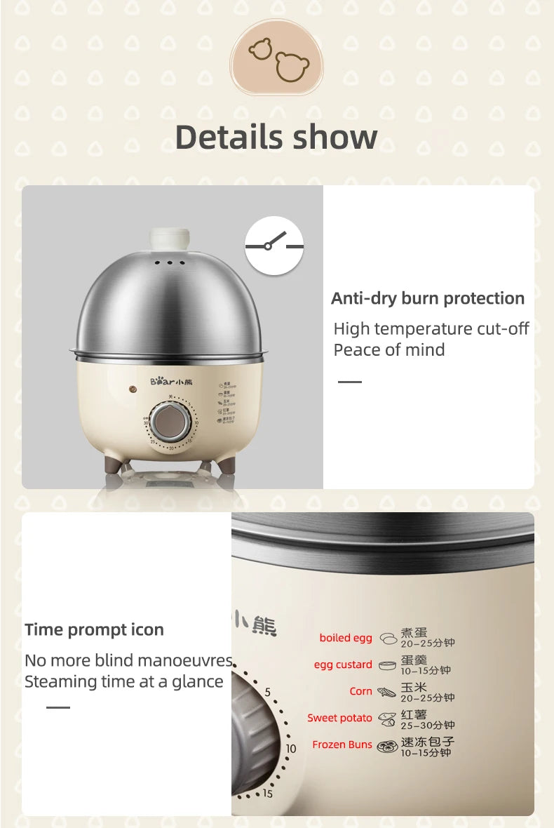 360W Automatic Egg Cooker & Steamer