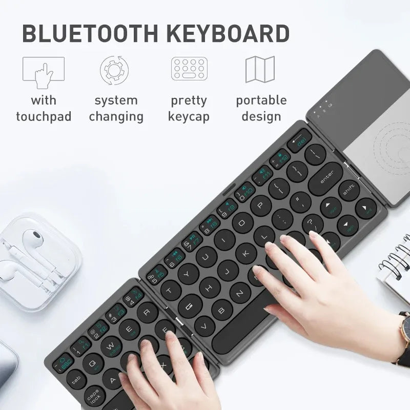 Foldable Bluetooth Keyboard with Touchpad