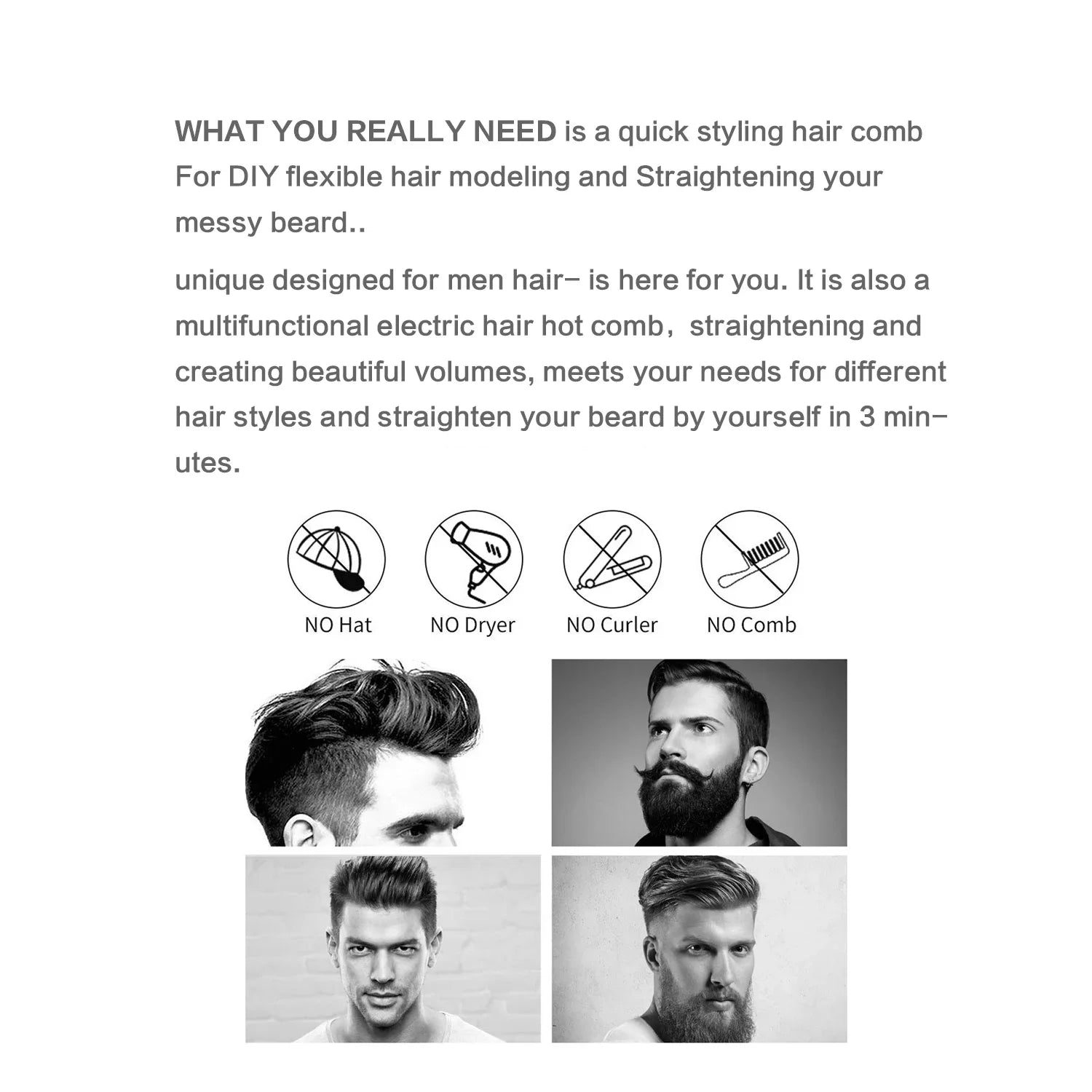 Men’s Electric Beard Straightening Brush
