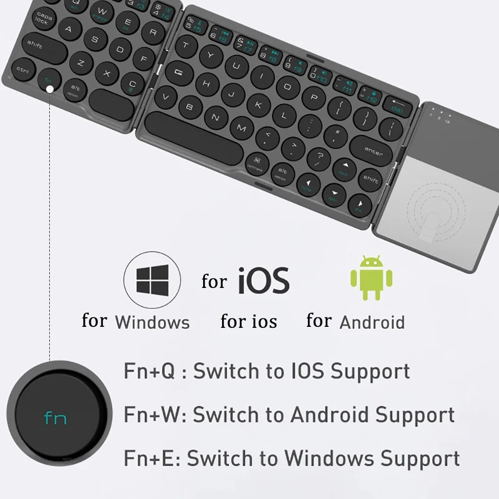 Foldable Bluetooth Keyboard with Touchpad