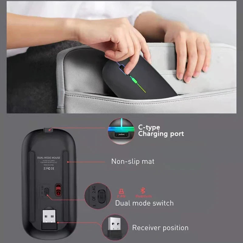 Dual Mode Wireless RGB Rechargeable Mouse