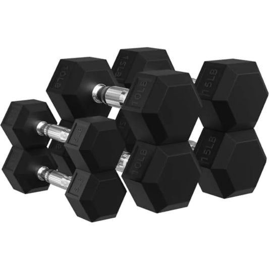Signature Fitness Rubber Hex Dumbbell Set