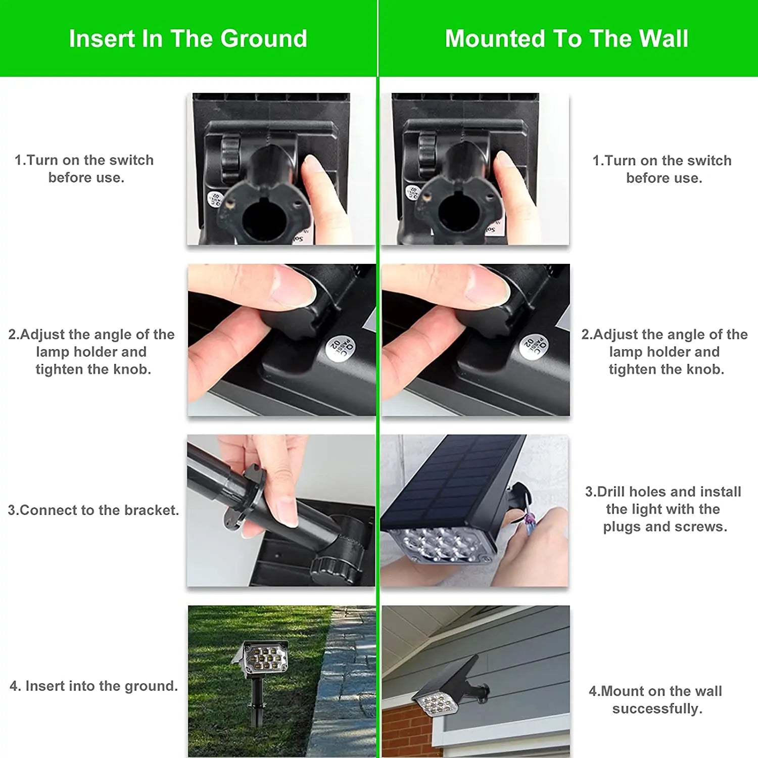 Adjustable Solar Garden Spotlight – IP65 Waterproof