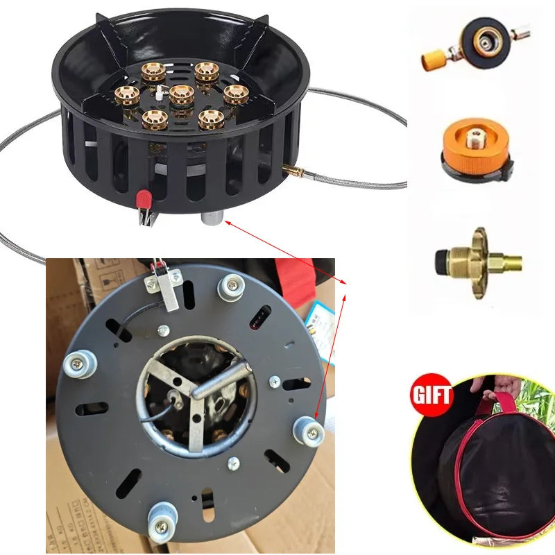Portable 7-Core Camping Gas Stove