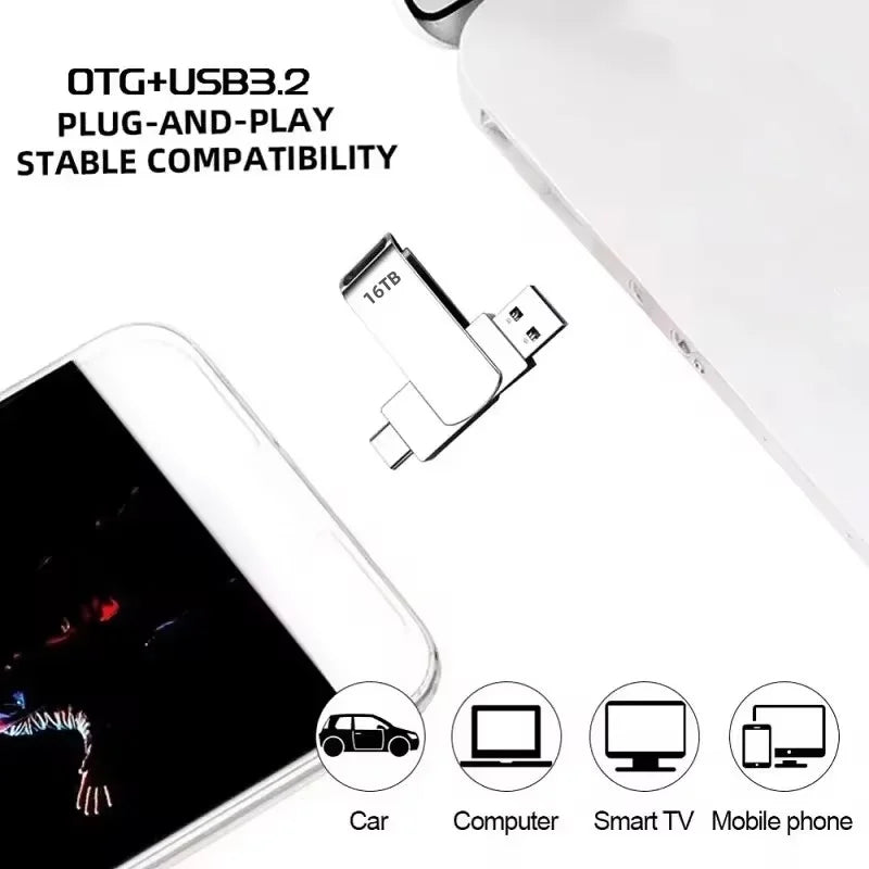 16TB USB 3.2 Type-C Metal Flash Drive
