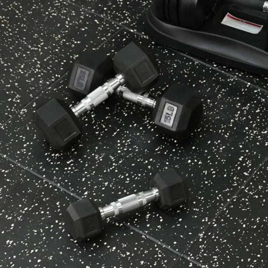 Signature Fitness Rubber Hex Dumbbell Set