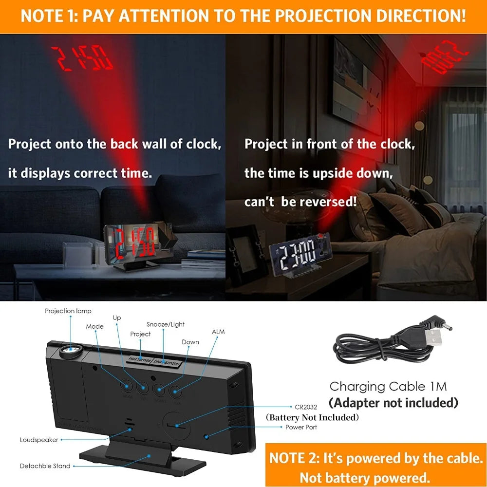 LED Projection Alarm Clock