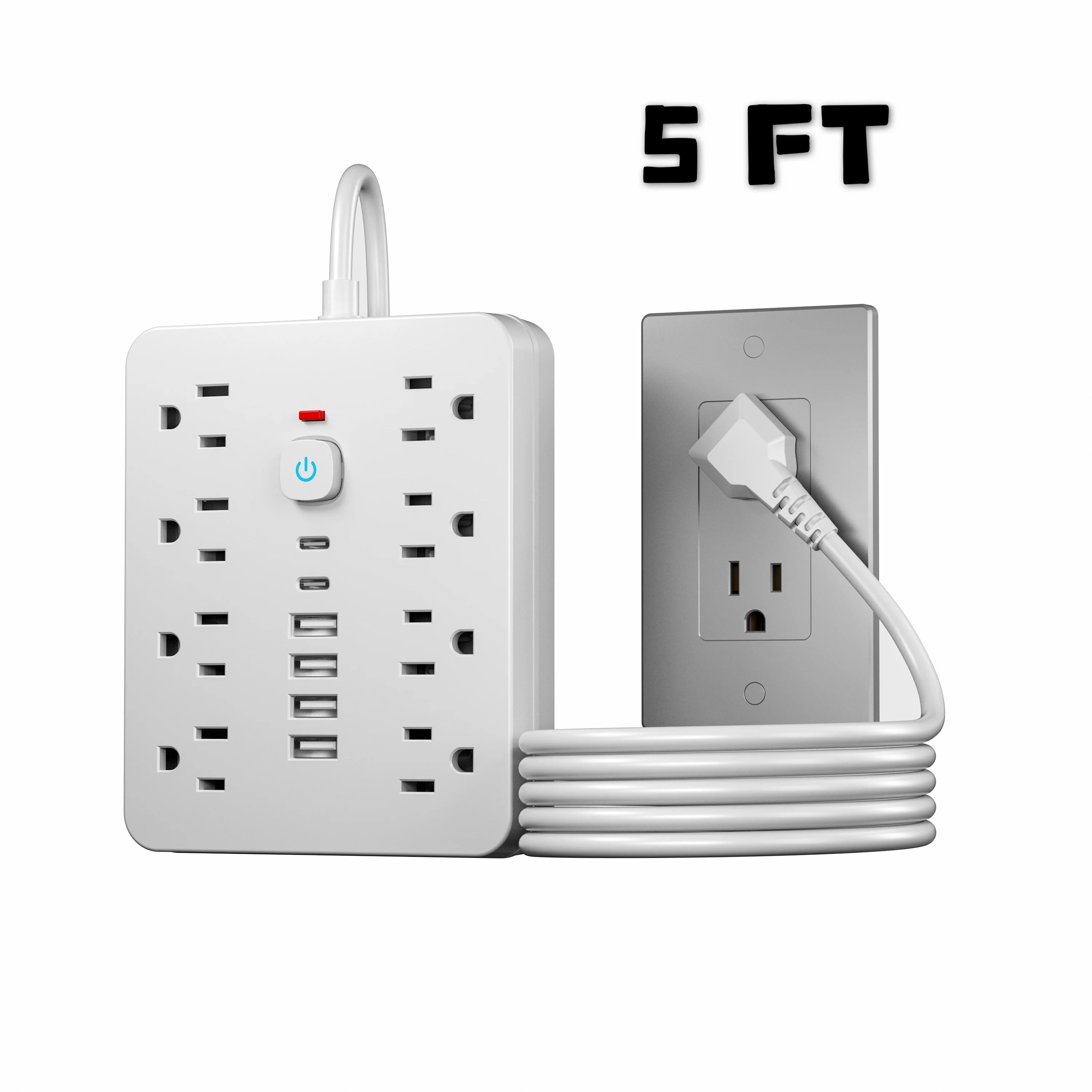 8-Outlet Surge Protector Power Strip with 6 USB Ports