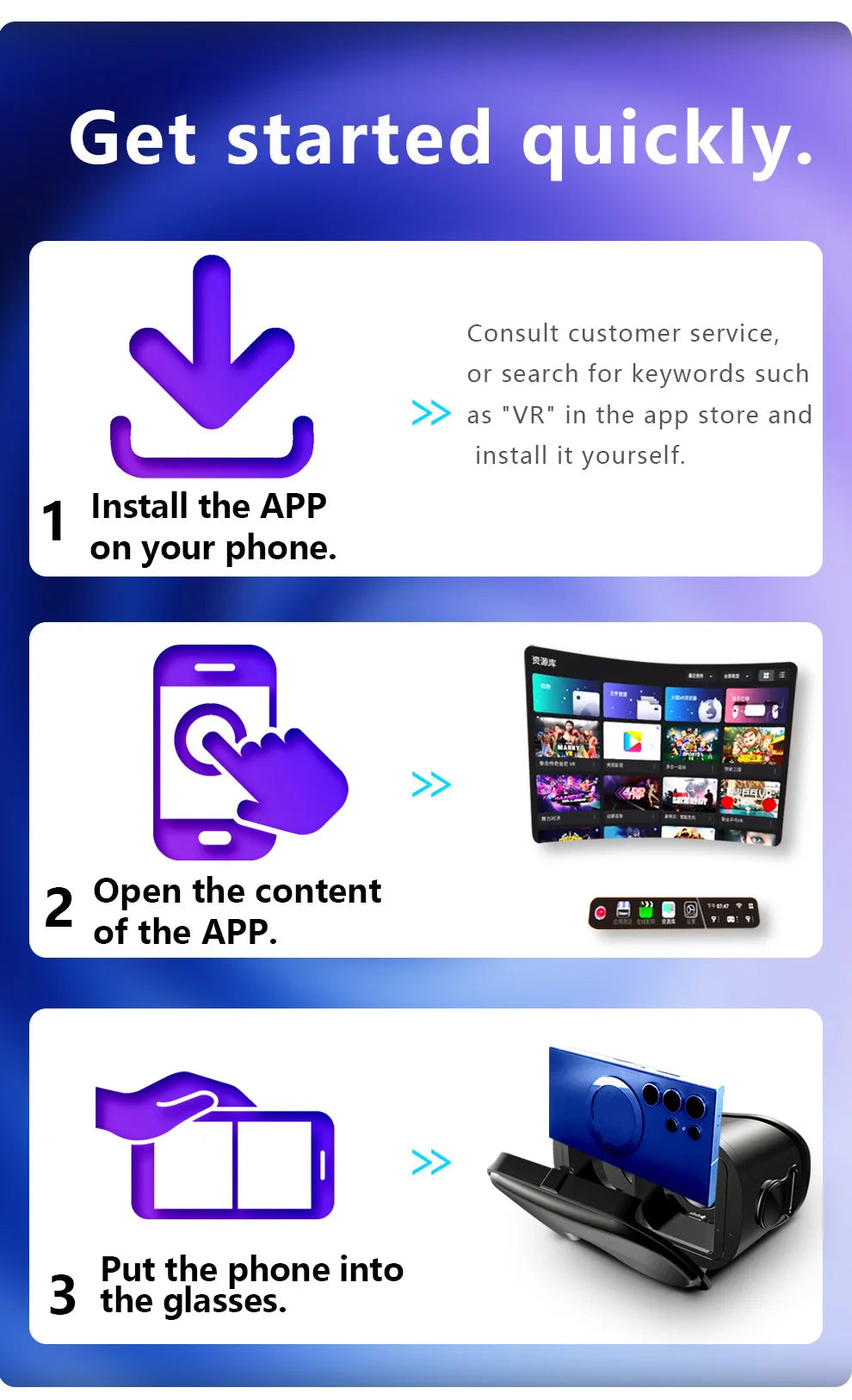 3D VR Headset for iPhone & Android