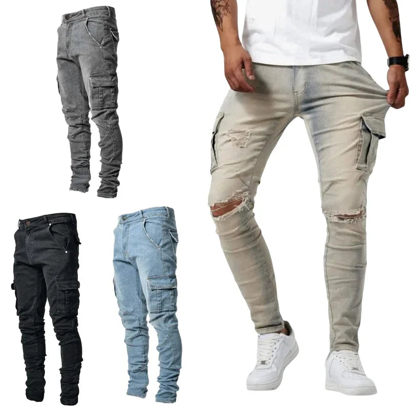 Men’s Slim Fit Cargo Denim Jeans