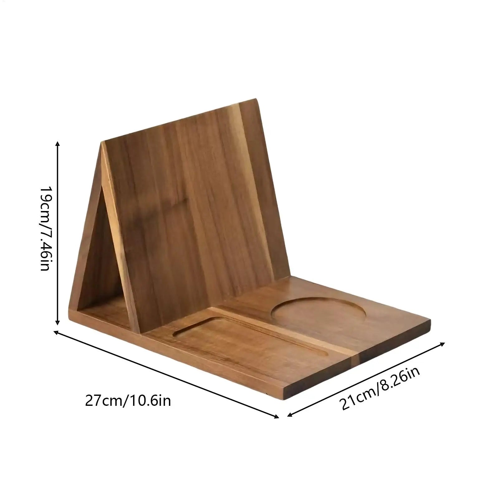 Wooden Book Stand with Cup Holder