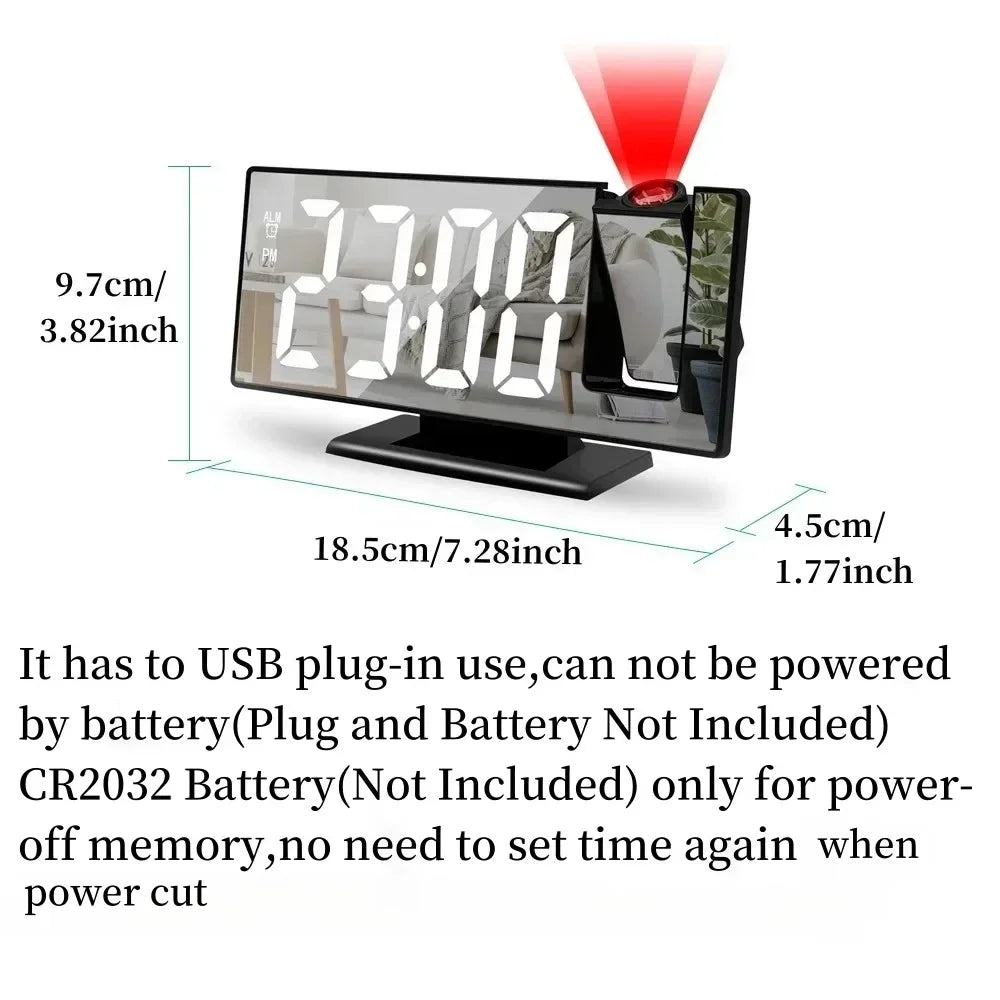 LED Projection Alarm Clock