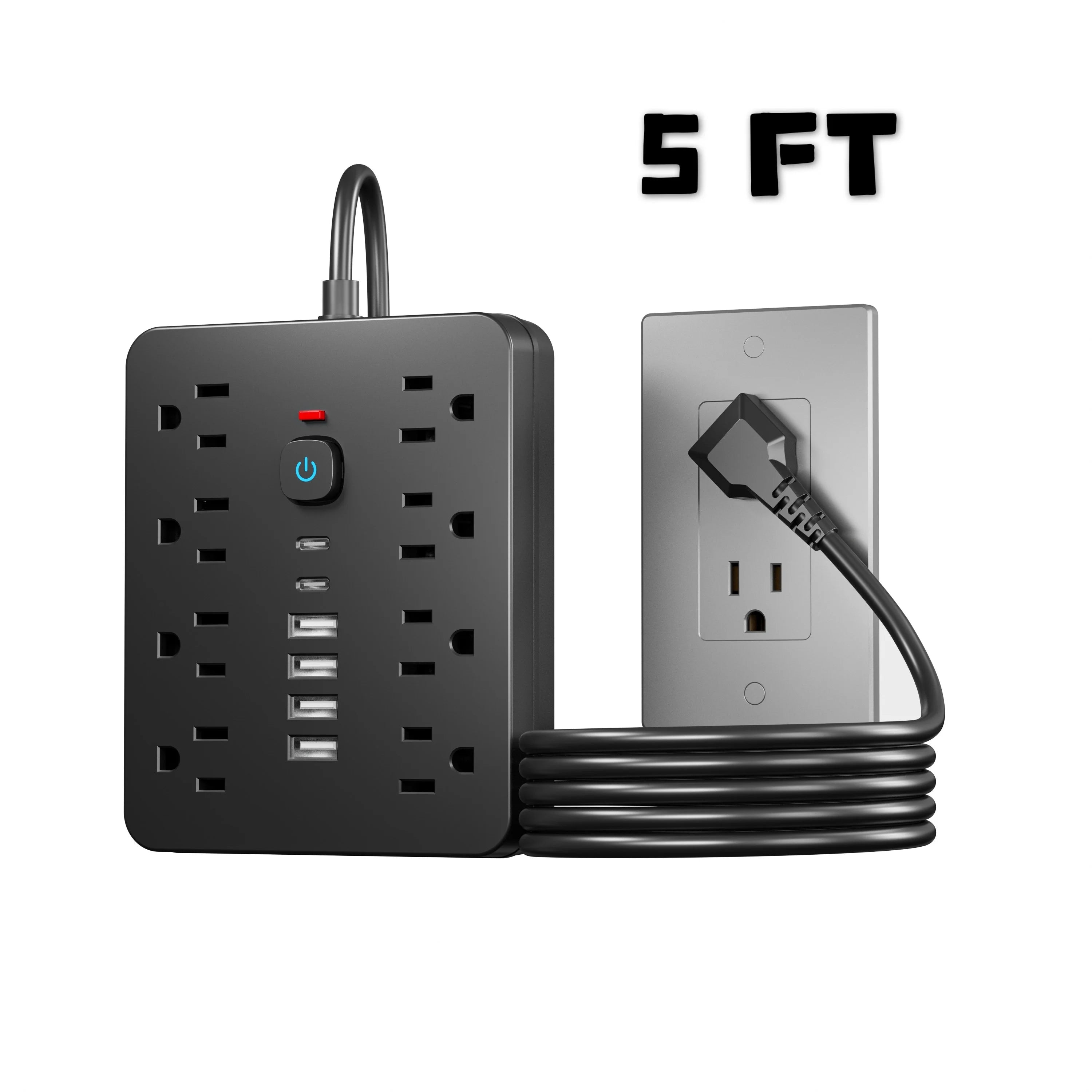 8-Outlet Surge Protector Power Strip with 6 USB Ports