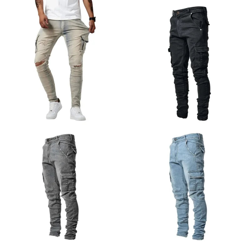 Men’s Slim Fit Cargo Denim Jeans