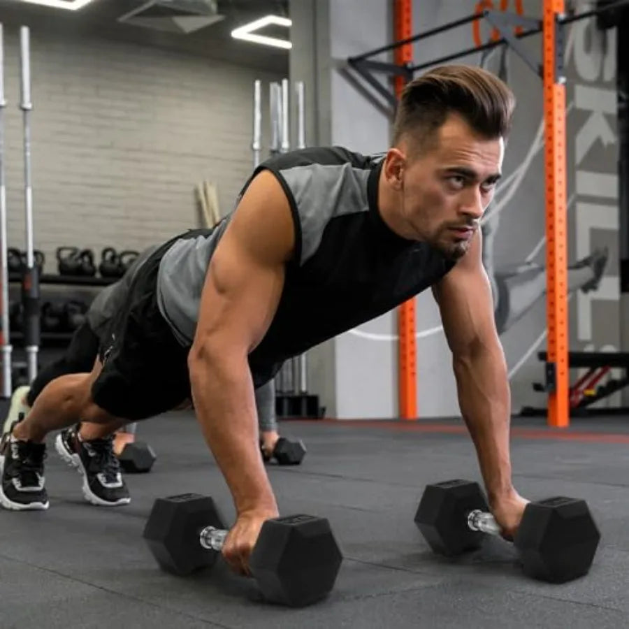 Signature Fitness Rubber Hex Dumbbell Set