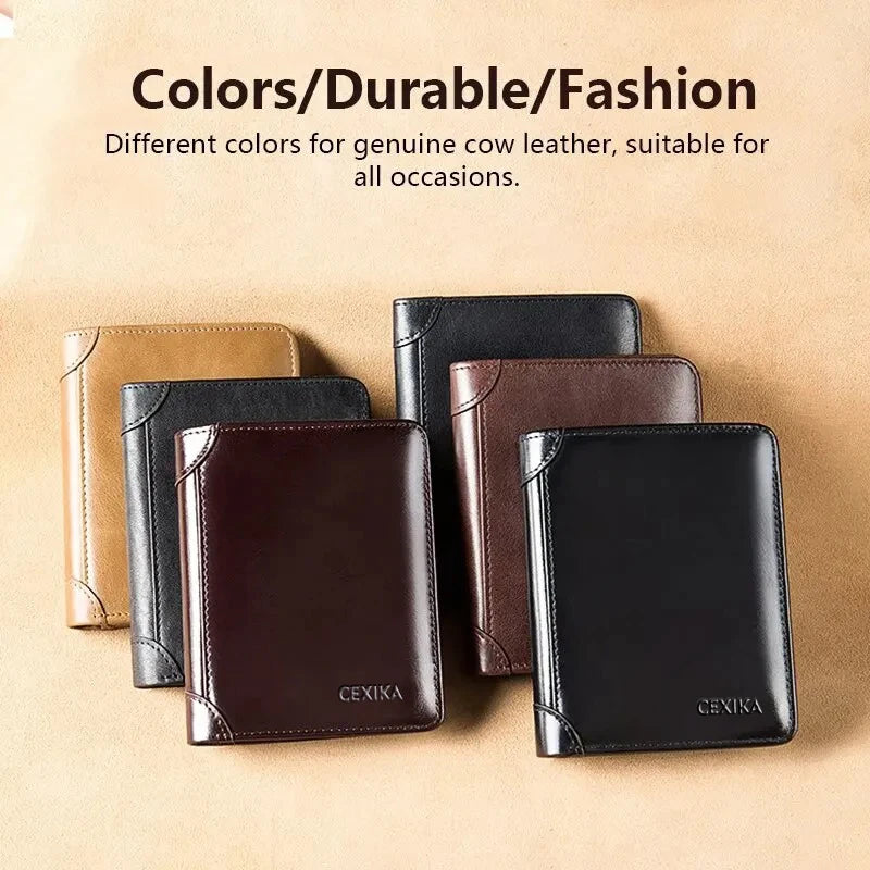 RFID Blocking Leather Trifold Wallet