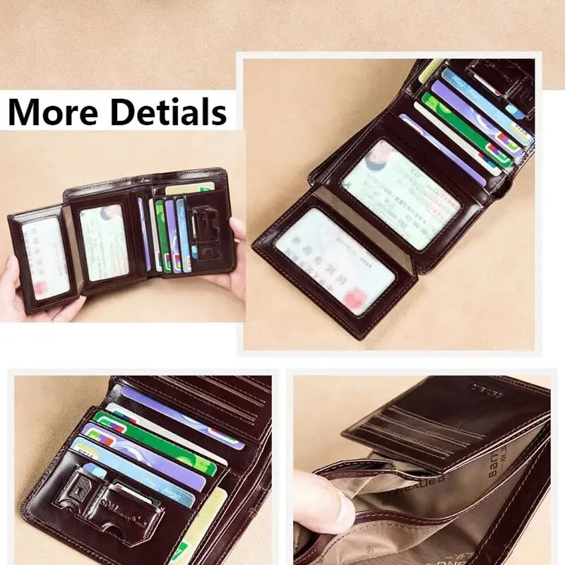 RFID Blocking Leather Trifold Wallet