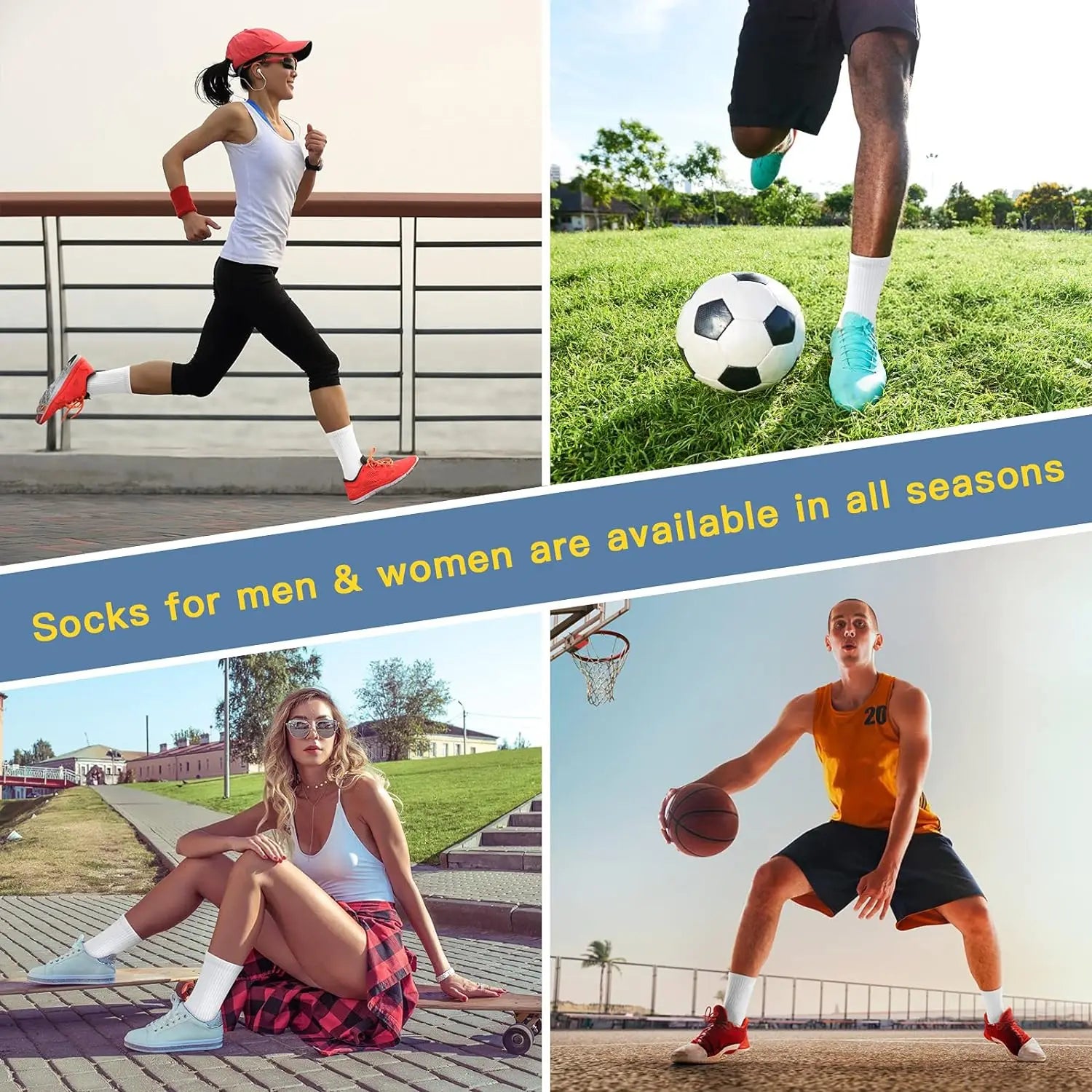 Breathable Cushion Sports Socks (4 Pairs)