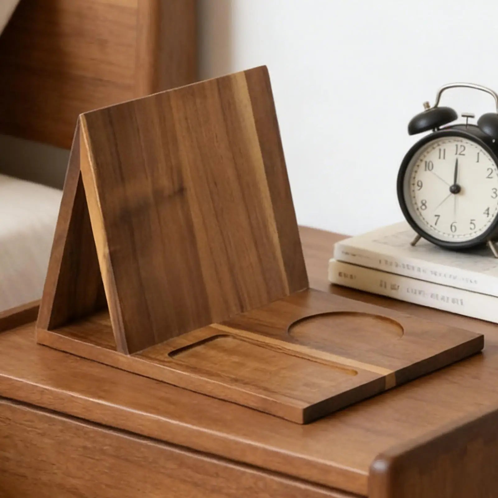 Wooden Book Stand with Cup Holder