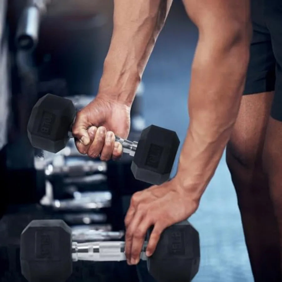 Signature Fitness Rubber Hex Dumbbell Set