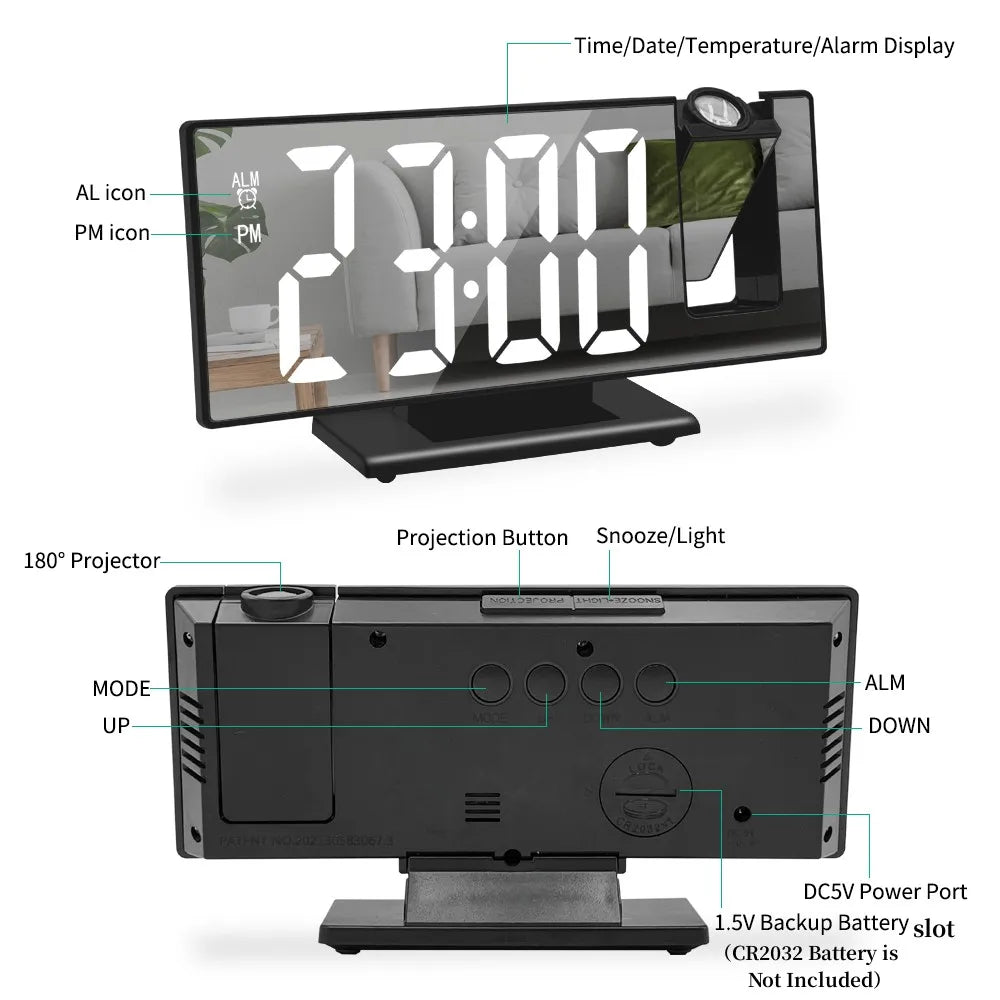 LED Projection Alarm Clock