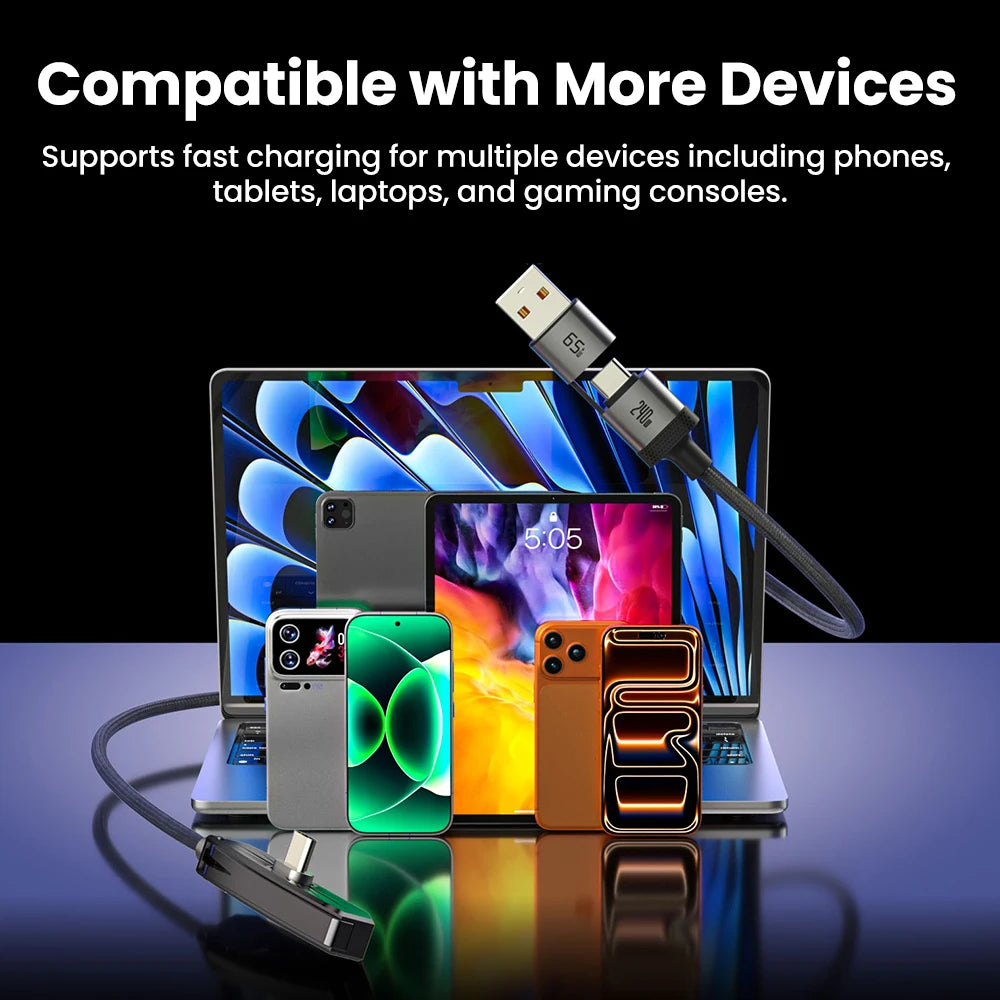 2-in-1 USB-C Fast Charging Cable with Phone Stand