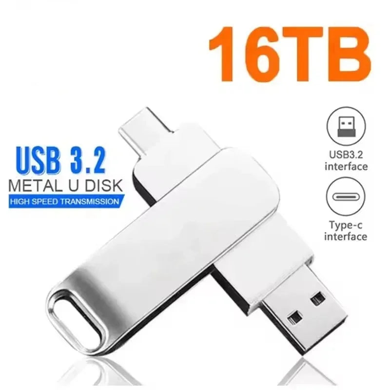 16TB USB 3.2 Type-C Metal Flash Drive