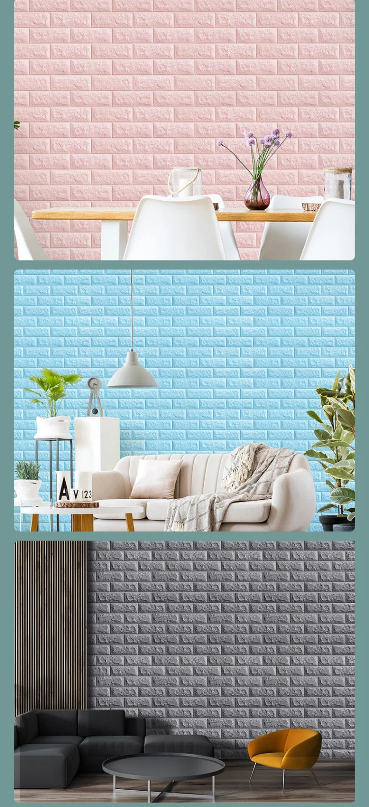 3D Brick Wall Sticker Panel (70×100cm)