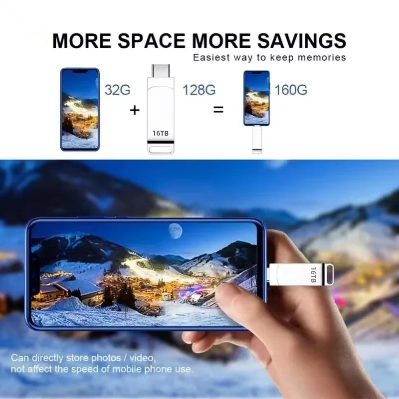16TB USB 3.2 Type-C Metal Flash Drive